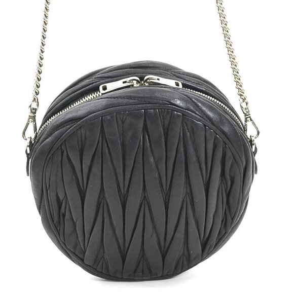 Auth MIUMIU Crossbody Shoulder Bag Black Leather/Silvertone - r10316a - Picture 3 of 14